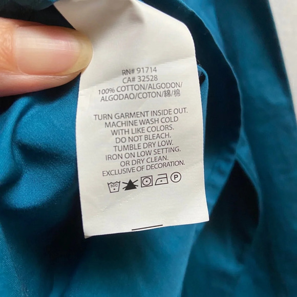 Armani Exchange Cotton teal blue button up shirt  Sz L - Picture 8 of 10